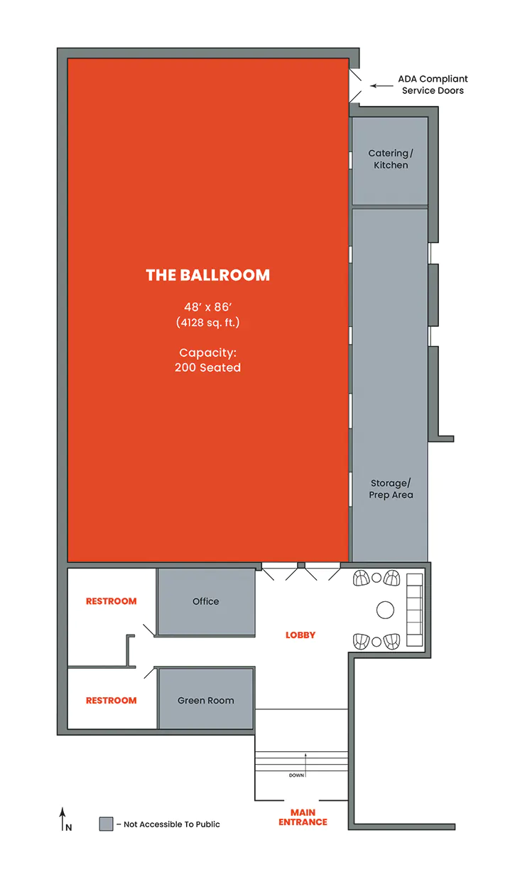 Phyllis Wheatley Heritage Center Floor Plan showing the space layout and room sizes