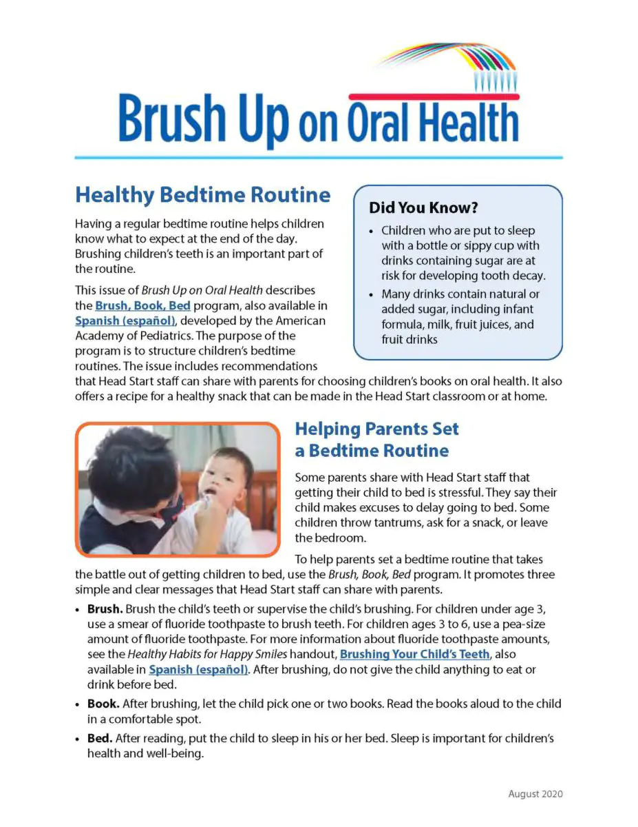 Brush Up On Oral Health – Healthy Bedtime Routine information sheet link