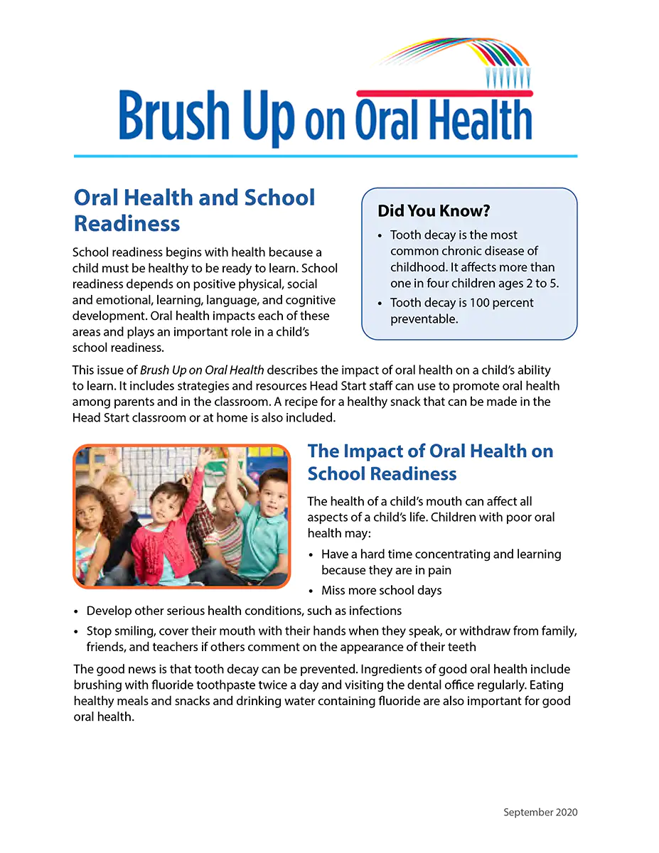 Brush Up On Oral Health – School Readiness information sheet link