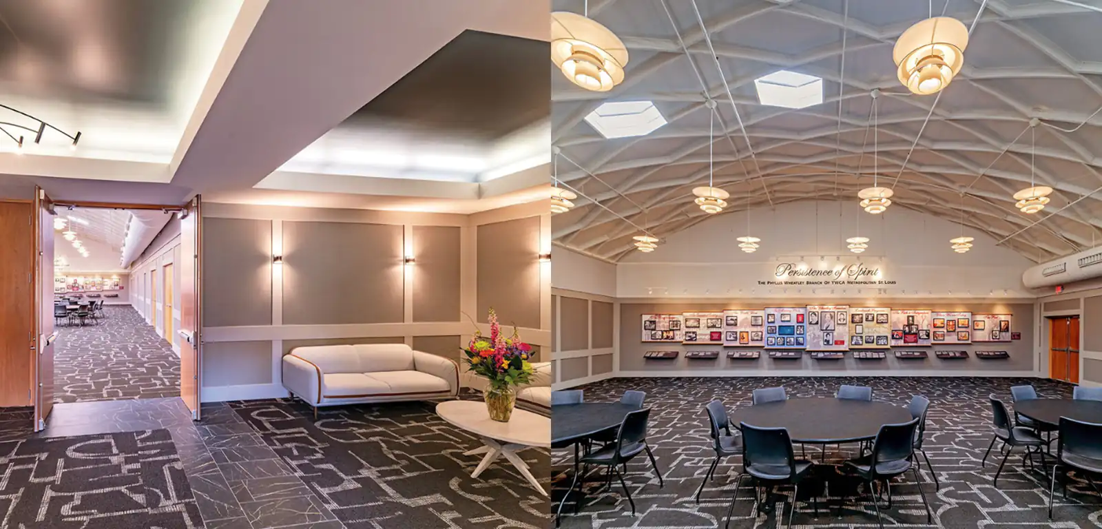 Interior images of the Phyllis Wheatley Heritage Center at YWCA Metro St. Louis